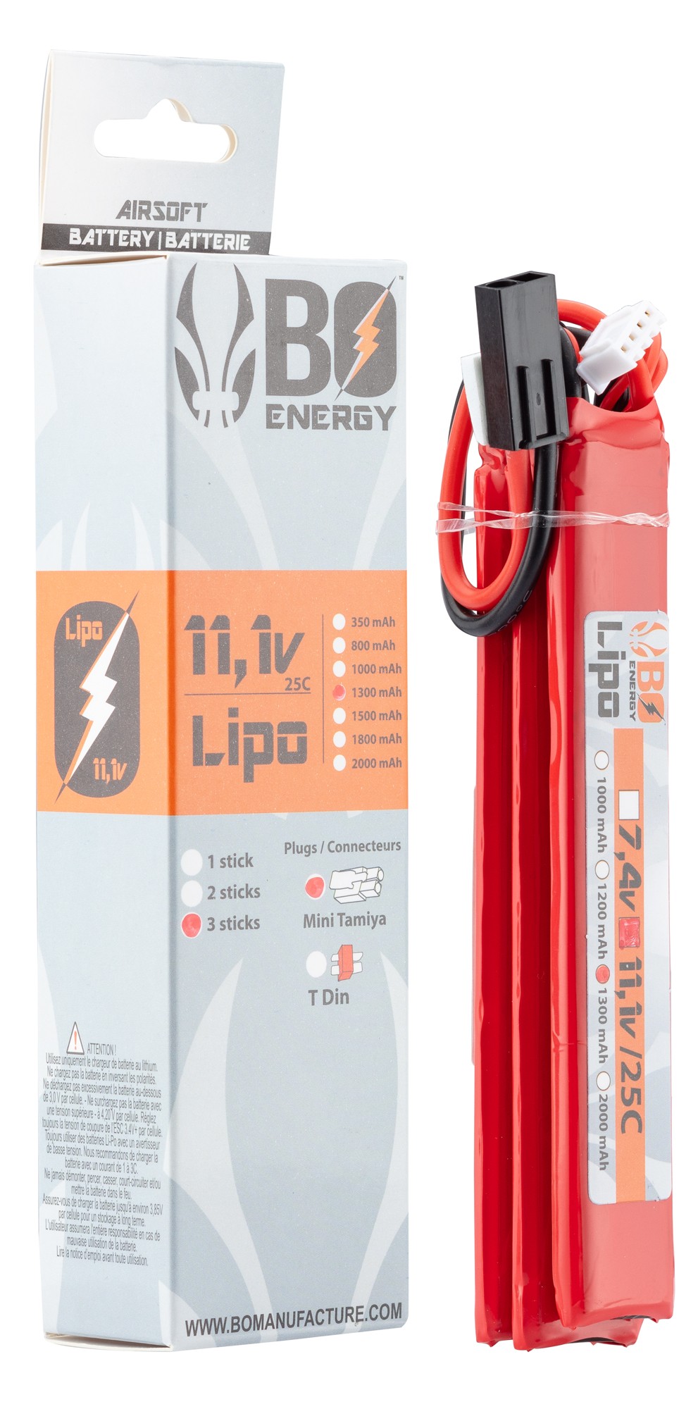 3 sticks batterie Lipo 3S 11.1V 1300mAh 25C - T-DEAN