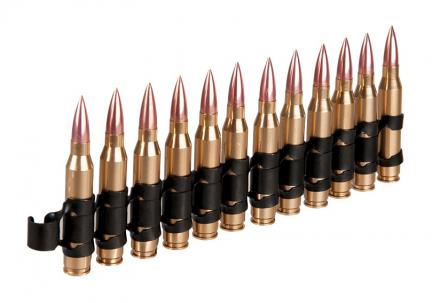 Bande de 12 munitions  5.56 factices en aluminium M249