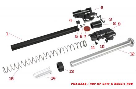 Pièces origine Bloc Hop-up et recoil rod série HX - HOP-UP UNIT N°2
